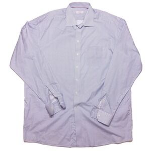 ETON Classic Long Sleeve Dress Shirt Blue Suns Dots 17.5 XXL 2XL